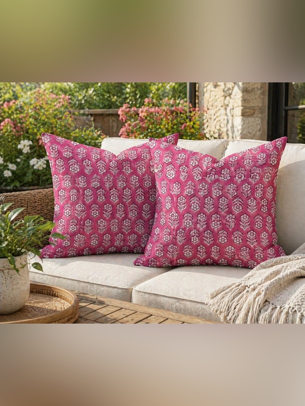 Pink Patterned Decorative Throw Pillow Cover - Set of 2